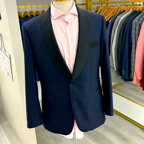 Men'S Black Trim Lapel Two Toned Sapphire Fashion Tux By Statement Suits Clothing Confidence